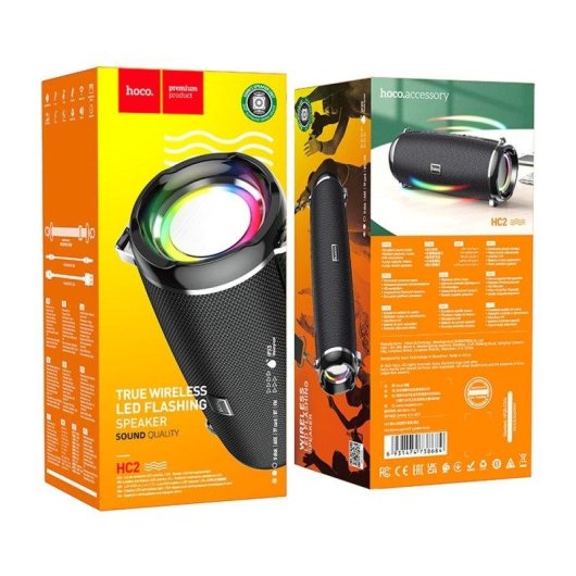 Altavoces Hoco Bluetooth Portátiles 10W con iluminación y batería de larga duración, diseño robusto