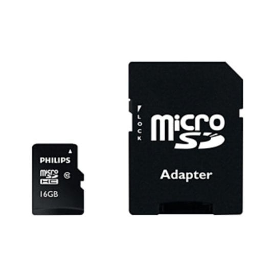Carte microSD Philips FM16MP45B/10 16GB Classe 10 Noir avec adaptateur