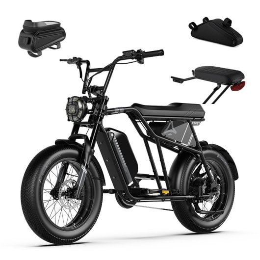 Bicicleta eléctrica Qreate Cavet Air Plus 20" Fat Bike 250W doble suspensión sillín confort