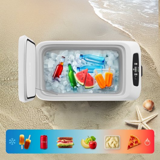 Caixa térmica portátil Peme Go 30 com pega, 27,6 litros, cinzento.