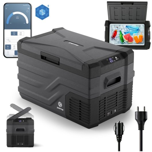 Frigorífico portátil Peme Quest 30 com compressor, 26,8 litros, preto.