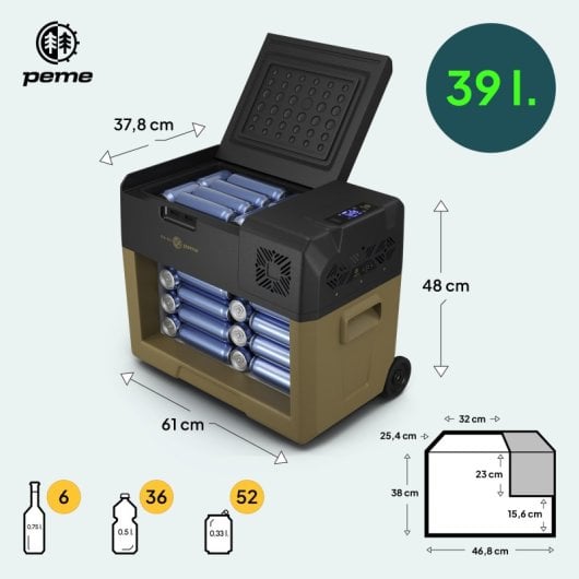 Peme Expedition 40 Nevera Portátil Con Compresor 39l Caqui