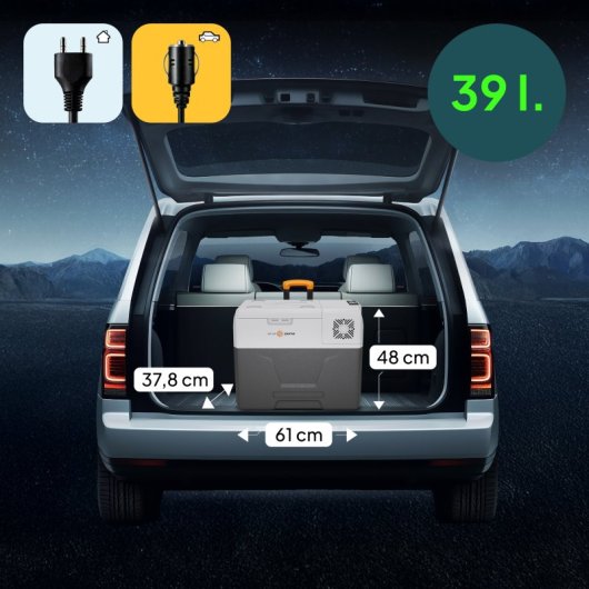 Frigorífico portátil Peme Expedition 40 com compressor, 39 litros, cinzento.