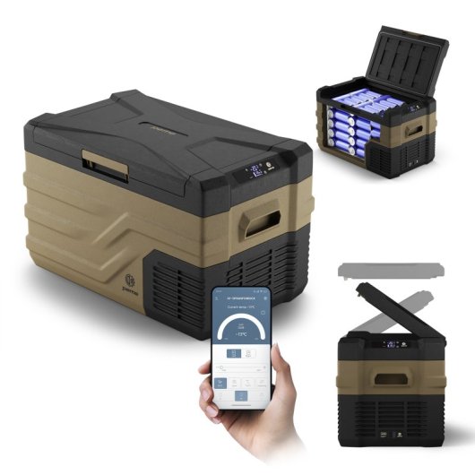 Frigorífico portátil Peme Quest 30 com compressor, 26,8 litros, cor caqui.