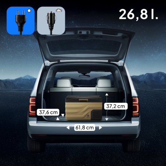 Frigorífico portátil Peme Quest 30 com compressor, 26,8 litros, cor caqui.