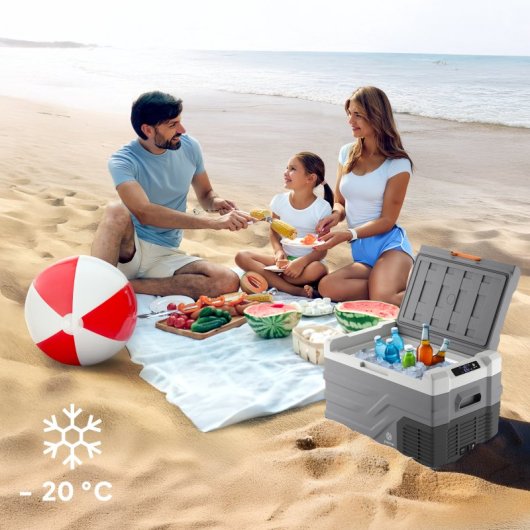 Frigorífico portátil Peme Quest 30 com compressor, 26,8 litros, cinzento.