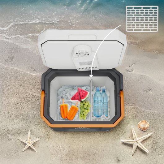 Caixa térmica portátil Peme Trip com altifalante, 31,5 litros, cinzento.