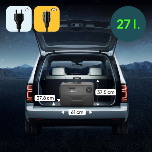 Frigorífico portátil Peme Expedition 30 com compressor, 27 litros, preto.