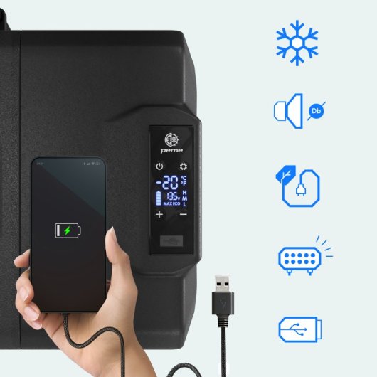 Frigorífico portátil Peme Expedition 40 com compressor, 39 litros, preto.