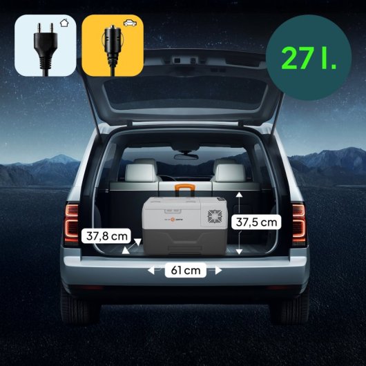 Frigorífico portátil Peme Expedition 30 com compressor, 27 litros, cinzento.