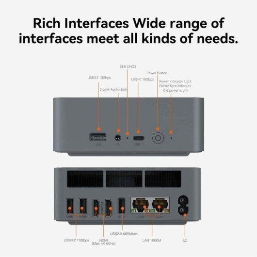 Mini PC Beelink EQR7 AMD Ryzen 7 7735HS 24GB 1TB SSD Radeon 680M Windows 11 Pro Wi-Fi 6