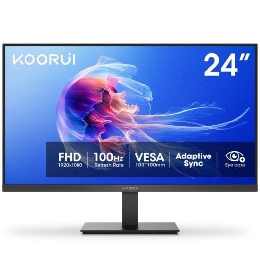 Monitor KOORUI E2412F 24" FullHD 100Hz VA Ángulo 178° Contraste 3000:1 Tiempo de respuesta 6ms