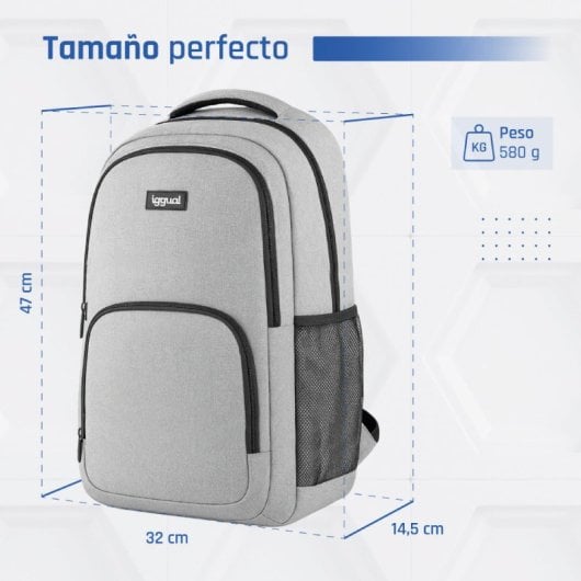 Mochila iggual Everyday Use gris para portátil 15.6-17" resistente y ligera