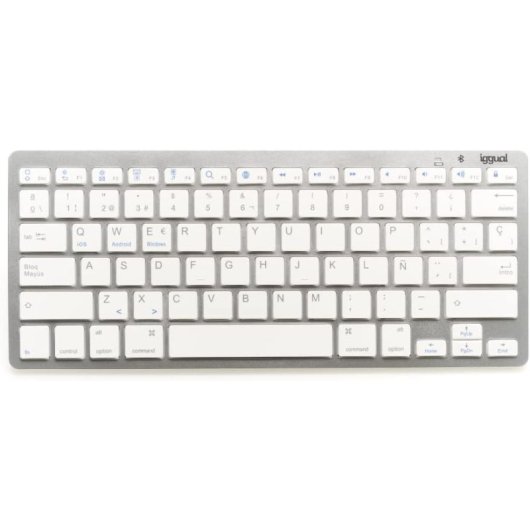 Teclado iggual TKL-BK mini Bluetooth sem fio QWERTY espanhol prata