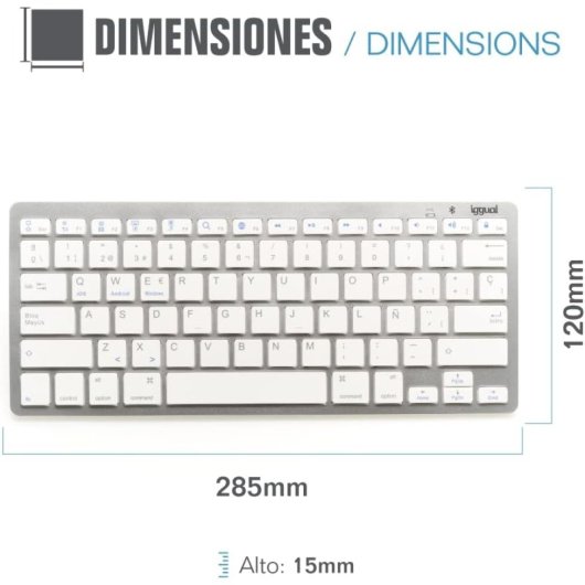 Teclado iggual TKL-BK mini Bluetooth sem fio QWERTY espanhol prata