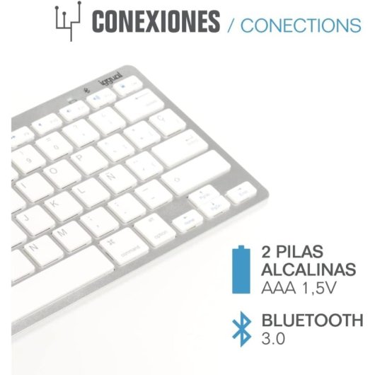 Teclado iggual TKL-BK mini Bluetooth sem fio QWERTY espanhol prata