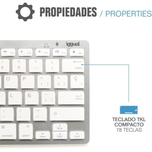 Teclado iggual TKL-BK mini Bluetooth sem fio QWERTY espanhol prata