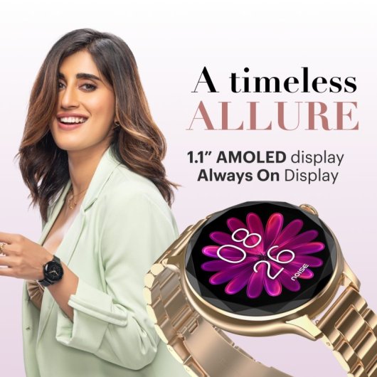 Noise Diva Bluetooth 40mm Pantalla Táctil Metallic Rose Gold Monitor de Salud y Notificaciones