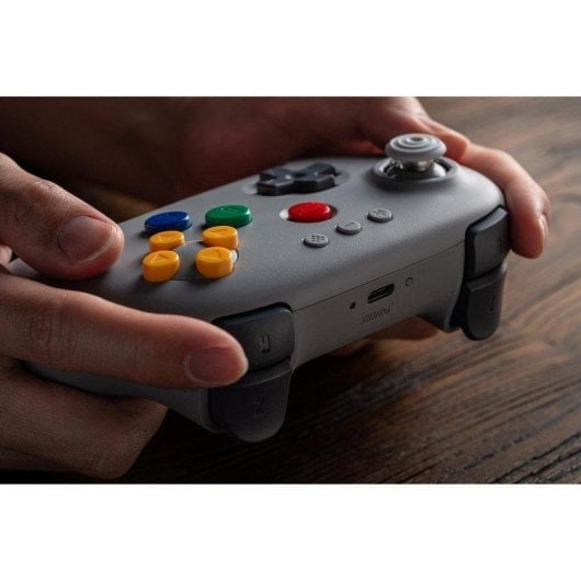 Comando Bluetooth 8BitDo 64 Cinzento Compatível Switch Analogue 3D