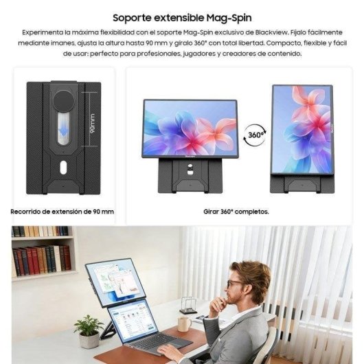 Monitor Blackview Table 9 16" FullHD+ 60Hz IPS Altifalantes Suporte 360°