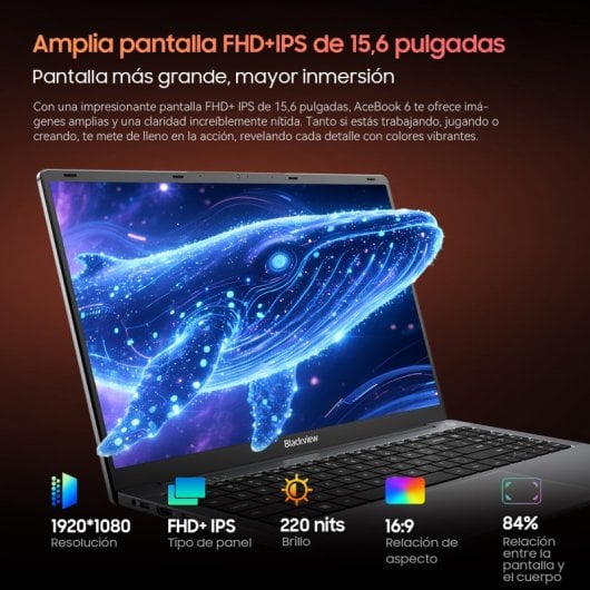 Blackview Acebook 6 AMD Ryzen 3 3300U 16GB 512GB SSD Gráficos Integrados Windows 11 Bisagra 180°