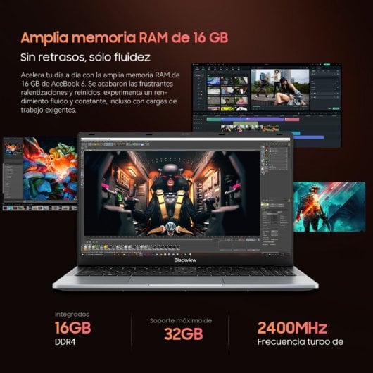Blackview Acebook 6 AMD Ryzen 3 3300U 16GB 512GB SSD Gráficos Integrados Windows 11 Bisagra 180°