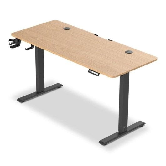 Mesa Gaming Offy 140cm Madera Roble Elevación Eléctrica Negra