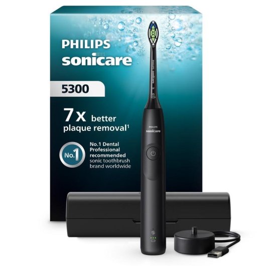 Brosse à dents électrique Philips Sonicare 5300 HX7101/02 noire, 3 vitesses, étui de voyage