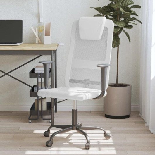Silla de oficina vidaXL Amapola altura ajustable malla blanca ergonómica