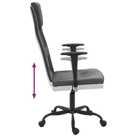 Silla de oficina vidaXL Amapola gris altura ajustable malla transpirable 110 kg