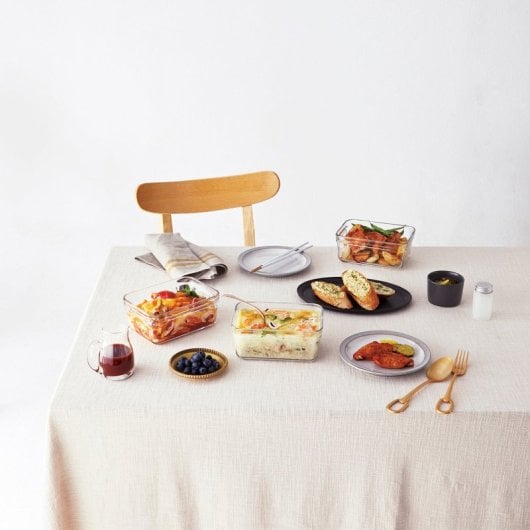 Glasslock Oven Smart - Set De 3 Recipientes Cuadrados De 0.4l Y 1.1l En Vidrio Templado Aptos Horno