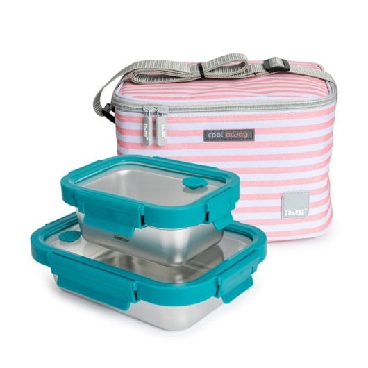 Ibili Biarritz - Kit borsa termica a tre strati da 5 litri e contenitori in acciaio Etern da 820 ml e 480 ml