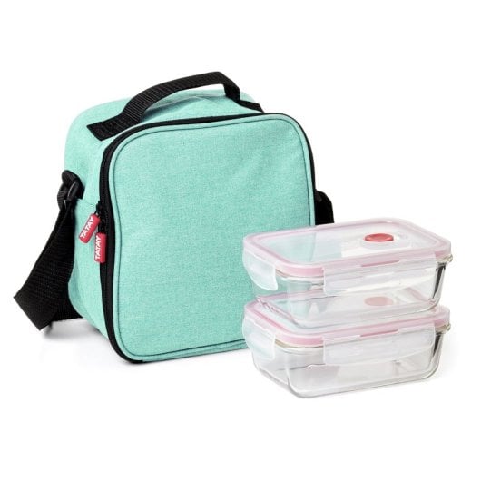 Tatay Urban Food Glass - Borsa termica per il pranzo da 3,5 l con contenitori. Menta