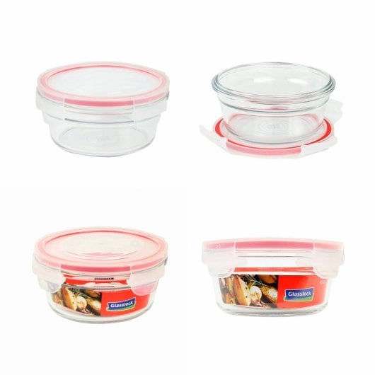 Glasslock Oven - Contenitore rotondo in vetro temperato da 0,45 l. Adatto al forno.