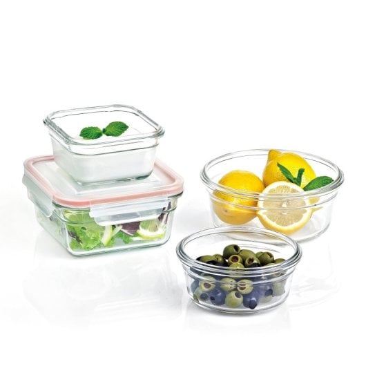 Glasslock Oven - Contenitore rotondo in vetro temperato da 0,45 l. Adatto al forno.