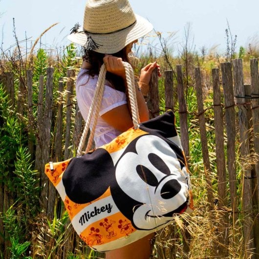 Karactermania - Borsa da spiaggia Soleil con beauty case in omaggio. Mickey Mouse Arancione