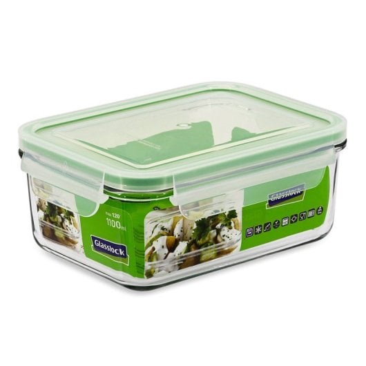 Glasslock Classic - Contenitore ermetico rettangolare da 1,1 l in vetro temperato