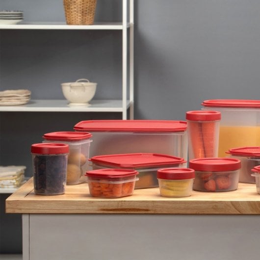 Tatay Top Flex - Contenitore rettangolare piatto da 4,7 l con chiusura a scatto. Rosso mirtillo