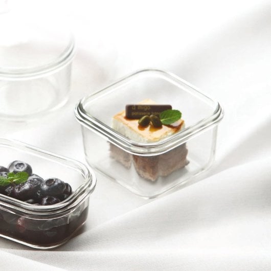 Glasslock Classic - Contenitore ermetico quadrato da 0,2 l in vetro temperato. Blu