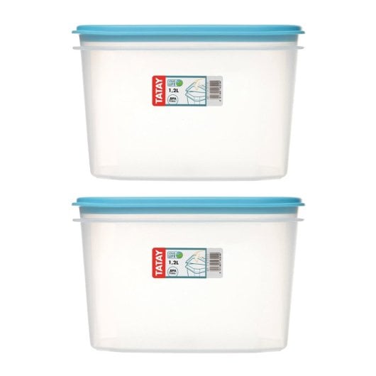 Tatay Top Flex - Set di 2 contenitori ovali alti da 1,2 l con coperchi a scatto. Blu