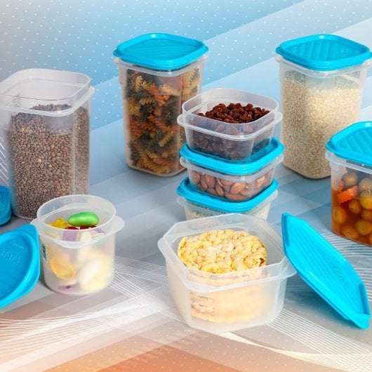 Tatay Top Flex - Set di 2 contenitori ovali alti da 1,2 l con coperchi a scatto. Blu