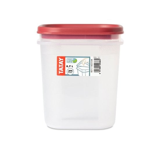 Tatay Top Flex - Confezione da 2 contenitori ermetici quadrati, 0,7 l di altezza, chiusura a scatto. Mirtillo