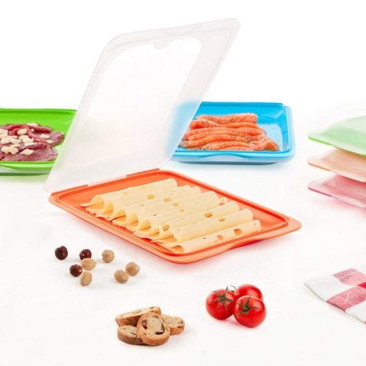 Tatay Fresh 24 - Lote De 6 Recipientes Porta Embutidos Y Alimentos. Blanco Gris