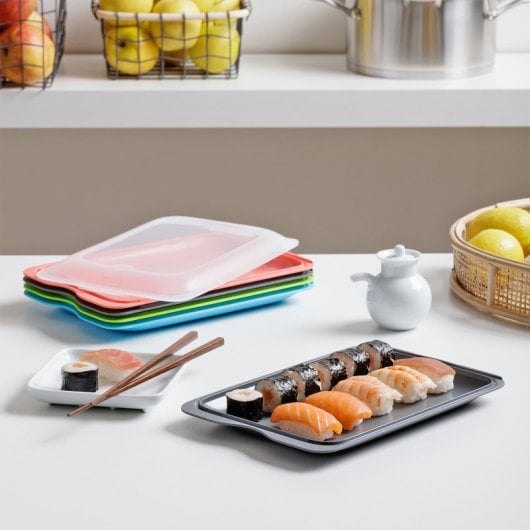 Tatay Fresh 24 - Lote De 6 Recipientes Porta Embutidos Y Alimentos. Blanco Gris