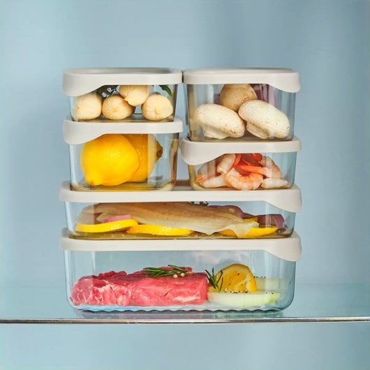 Glasslock Modular - Contenitore rettangolare in vetro temperato da 1,2 l per alimenti freschi