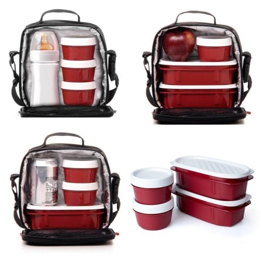 Borsa termica per il pranzo e set di posate Tatay Kit Urban Food. Borgogna