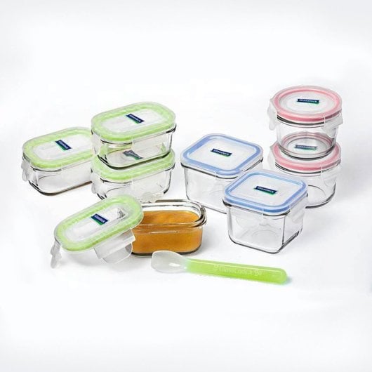 Glasslock Baby - Set di 3 contenitori rotondi in vetro temperato da 0,16 l