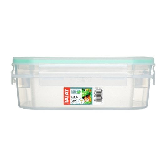 Tatay Clip Safe - Contenitore ermetico quadrato da 1,3 l con chiusura a linguetta. Verde