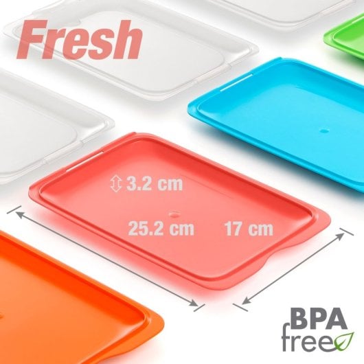 Tatay Fresh - Set De 5 Recipientes Porta Embutidos Y Alimentos. Negro Y Coral