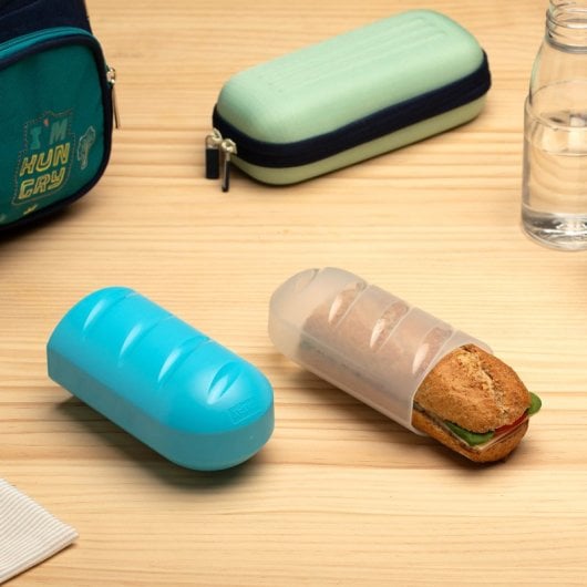 Tatay - Porta Bocadillos Infantil Extensible, Reutilizable Y Ecológico. Azul Turquesa